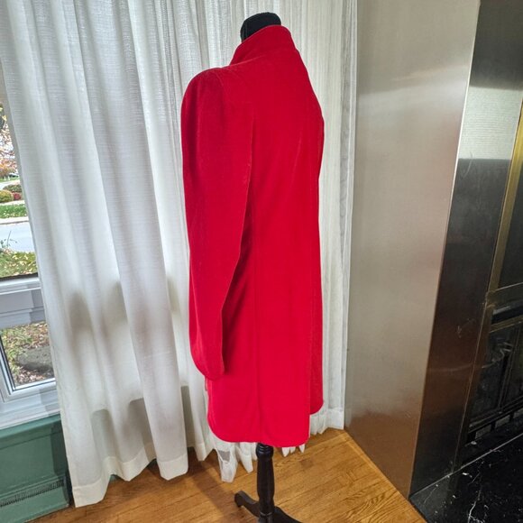 Vintage 80s coat, red with cream accent, wide shoulders,  size 2/4 (Small) - Picture 3 of 10